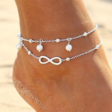 Fußkette Fußkettchen Kette "INFINITY" in Silber & Gold -Moderner Modeschmuck NEU Fußkettchen price