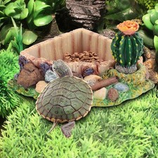 Reptile Pet Tortoise Lizard Feeding Water Bowl Plate With Cactus Home SET Feeding Plate price