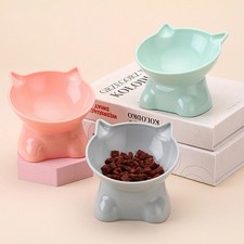 Pet Cat Food Bowl Food & Water Shallow Cat Dish Tilt Cat Plate Feeding Feeding Plate price