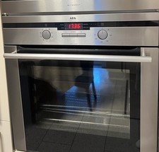AEG Micromat Einbau-Backofen elektrisch Silber/Schwarz Drehregler, Falltür Einbaubacköfen price