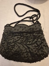 Abendtasche schwarz Perlen Reißverschluss Schulterriemen Hochzeit Party Anlass Evening Tasche price