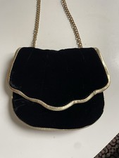 Black Velvet Micro Purse/Evening Bag With Gold Trim & Chain- Size XS Evening Tasche price