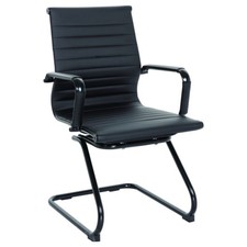 Executive Bonded Leder mittlere Rückenlehne Büro Besucher Besprechungsstuhl schwarzes Gestell Büro-Visitor Chair price