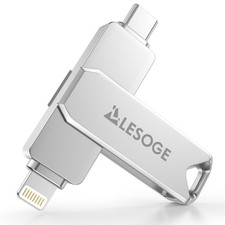 LESOGE 128GB USB C Flash Drive für iPhone, MFi zertifiziert 3-in-1 128GB, silber Flashes price