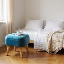 Robuster blauer Samt Ottomane runder Fußhocker mit anhebbarem Stauraum für Heimbüro Büro-Stool price