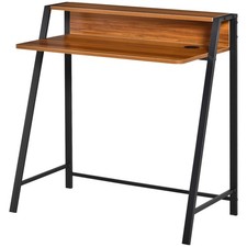 HOMCOM 2-stufiger Aufbewahrungs-Computerarbeitsplatz mit Regal, Metallrahmen Nussbaum Büro-Stool price