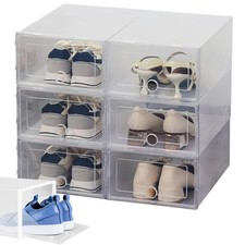Schuhbox 6er Set Schuhkarton Aufbewahrungsbox Stapelbar Transparent mit Deckel Shoe Aufbewahrung Box price