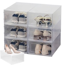 Schuhbox Transparent 6er Set Schuhkarton Stapelbar Aufbewahrungsbox mit Deckel Shoe Aufbewahrung Box price