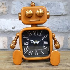 Retro Roboter Schreibtischuhr Quarz Home Office Ornament Tisch Metall Vintage Stil Desk Clock price