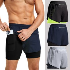 Herren Sports Shorts Laufshorts 2 in 1 Kurze Sporthose Fitness Training Taschen Herren-Sports Tasche price