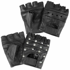 Biker Handschuhe mit oder ohne Nieten schwarz XS-XXL Lederhandschuhe ohne Finger Handschuhe (Outdoor) price