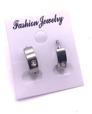 Silberfarbene kleine Ohrringe mit einem Stein E30 Colored Stone Earrings price