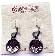 Ohrringe silberfarben roter Stein E31 Colored Stone Earrings price