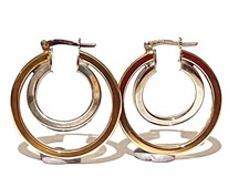 ATEMBERAUBENDE 2 FARBIGE 9 KT GELB WEISSGOLD CREOLEN OHRRING 9K 375 SCHMUCK Colored Stone Earrings price