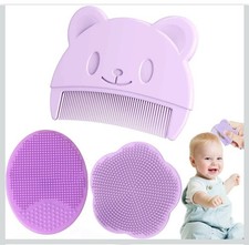 3 Stück Babybürste, Babyhaarbürste, Silikon Babykamm mit ovaler Shampoobürste Baby-Haarbürste-Kamm price