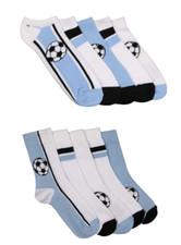 5 Paar Jungensocken Sneakersocken weiß blau Fußball Fußballmotiv NEU Jungen-Socken price