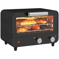 HOMCOM Kleiner Toaster Backofen, 12L Mini-Arbeitsplattenbackofen mit Glastür, Schwarz Mini / Midi Ovens price