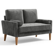 121m 2-Sitzer Sofa Couch Loveseat Holzbeine Couch Wohnzimmer Armrest Lounge Grau Loveseat price