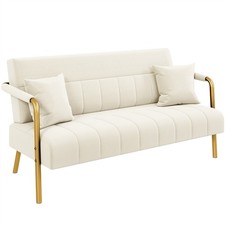 Polstersofa mit Armlehnen & Beine aus Metall Loveseat für Wohnzimmer Beige Loveseat price