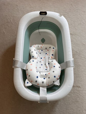 Faltbare Baby-Badewanne weiß/grün mit Thermometer & Ablaufstopfen Baby-Badewanne price
