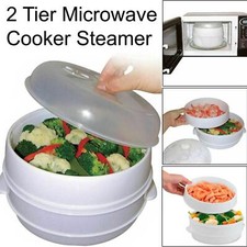 Mikrowelle Dampfgarer Gemüse Fisch Pasta Reiskocher Topf Gesundes Kochen 2 Ebenen Steam Cookers price