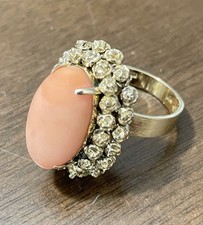 Schwerer Vintage 14K Gelbgold Ring mit pfirsichfarbenem Stein - Größe 7,5 - 11,7 g. Colored Stone Ring price