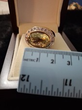 Damen Cocktail Ring Gr. 8 zitronenfarben facettierter Stein 37 kt, Akzente Gold Vermeil Colored Stone Ring price