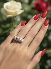 Barbara Bixby Sterlingsilber 18 K Gold Blume & gesprenkelt creme Emaille Ring Größe 10 Colored Stone Ring price