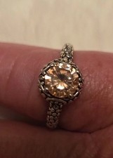 Joespeh Esposito Sterlingsilber, pfirsichfarbener Stein, Schlangenbandring, Größe 8 Colored Stone Ring price