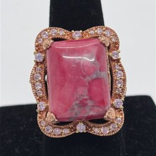 Ring 925 kupferfarben roter Stein mit klaren Edelsteinen Größe 9,75 Colored Stone Ring price
