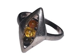 Sterling Silber Ring mehrfarbig Bernstein Stein Größe R hinten gepunzt Colored Stone Ring price