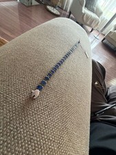 Vintage Chile 925 Sterling Silber Lapislazuli Oval Link Tennis Armband Ethnic Bracelet price