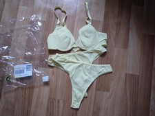 BH-Set gelb mit 2 String-Tangas Größe 80A/40 Damen-Unterwäsche Set price