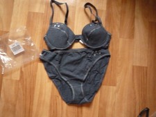 BH-Set blau mit Ziernähten und Sternen Größe 80A/40-42 Damen-Unterwäsche Set price