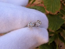 Cluster-Ohrstecker 9 kt Weißgold natürlicher Diamant Diamond Earrings price