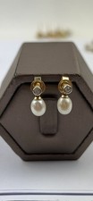 Ohrringe 9 kt Gold Perlen und Diamanten, Vintage und gepunzt Diamond Earrings price