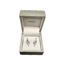 Ohrringe 9 kt Weißgold und Diamant 375 H.Samuel Original Box 1,5 g Gesamtgewicht Diamond Earrings price