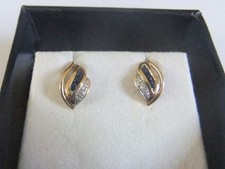 Massiv 9ct. Ohrringe Gold Saphir & Diamant Diamond Earrings price
