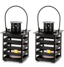 Vintage schwarze Windlichter Deko - 2 Stück hängende Mini Kerzenlaterne mit Flicke Decorative Lantern price
