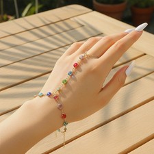Gold Big Crystal Ring Bracelet For Women Wrist Chain Jewelry Hand Back Chain Shahmeran Bracelet price