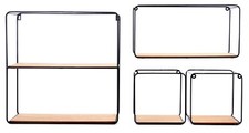 4er Set Beschichtet Schwarz Metall Wandbehang Würfel Regale Aufbewahrung Organizer Einheiten Büro-Shelving price