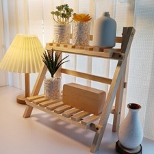 2-stufiges Holzleiterregal freistehend faltbar Aufbewahrungsregal für Wohnkultur Büro-Shelving price