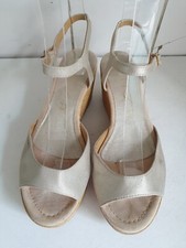 UNISA DESIGNER UK 4 EU 37 DAMEN GOLD LEDER NIEDRIGER KEILABSATZ SOMMER SANDALEN Wedge Heels price