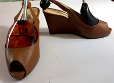 LK Bennett braune Leder Keilabsatz Peeptoe Slingback UK 6 EU 39 Wedge Heels price