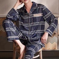 💤Herren Pyjama langarm Baumwolle Kariert Schlafanzug Hausanzug Nachtwäsche Neu Herren-Pyjama price