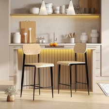 HOMCOM Barhocker 2er Set, Barstuhl mit Metallgestell, Küchenstuhl Naturholz Barhocker price