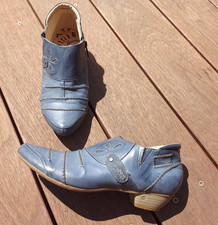 neuw. Mustang Halbschuh Slipper Knöchelschuh Gr. 39 grau blau Leder Slippers price
