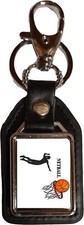 Netball Sport Damen schwarz PU Leder quadratischer Schlüsselanhänger und Samt Geschenktasche Damen-Sports Tasche price