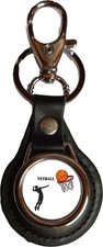 Netball Sport Damen schwarz PU Leder rund Schlüsselanhänger und Samt Geschenktasche Damen-Sports Tasche price