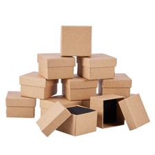24 Stck. Kraft Quadratische Karton Schmuckschatullen Hellbraun für Ring Display 5x5x3,2 cm Jewelry Boxes price